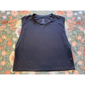 On Running Focus Crop Tank Top Black Womens Medium Muscle Tee Training Workout